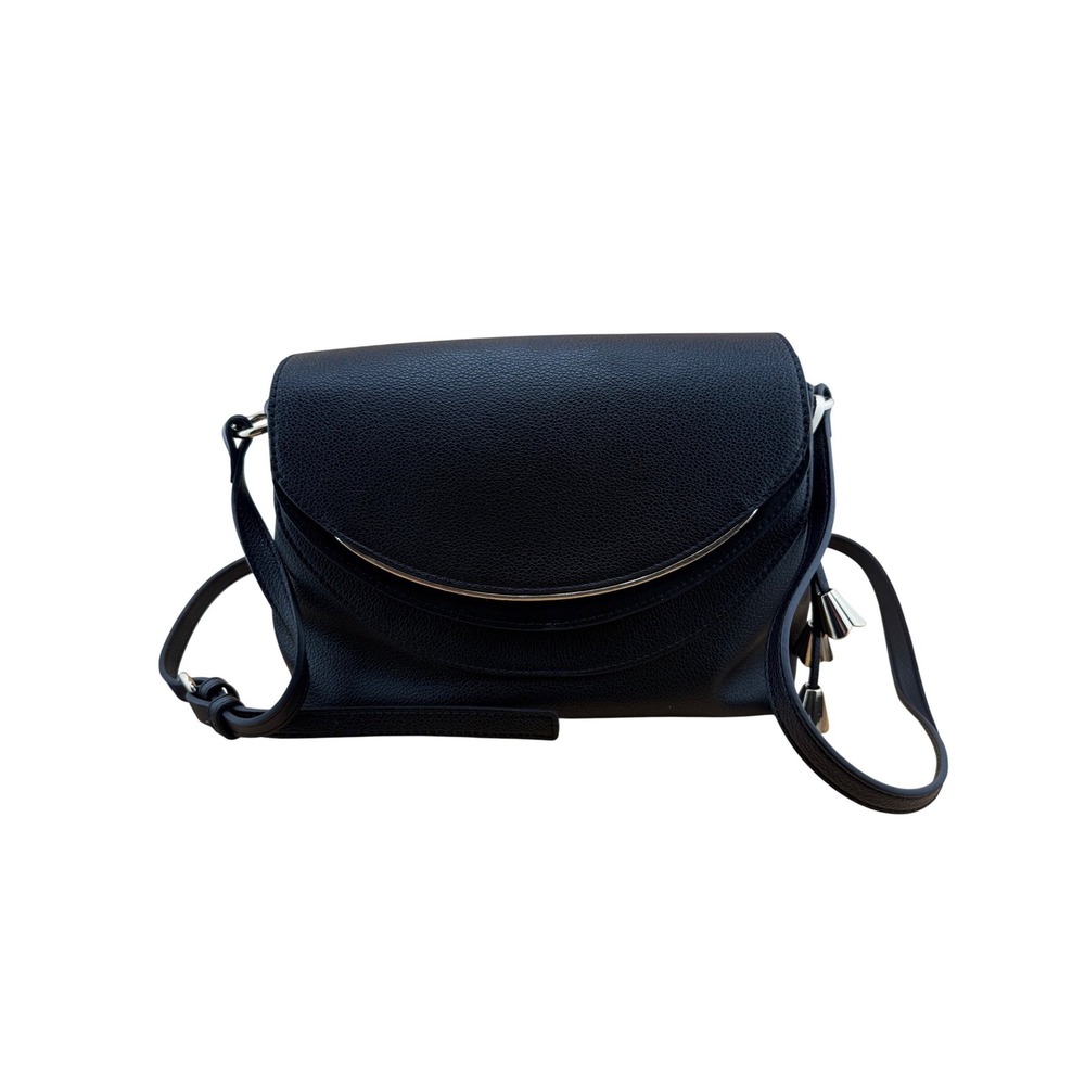LC Lauren‎ Conrad Black Pebbled Faux Leather Crossbody Bag Gold Hardware